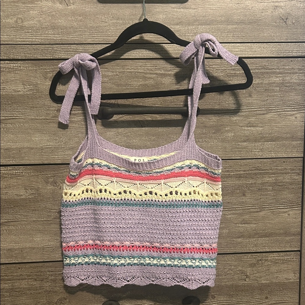 POL Lavender and Multicolor Knit Tank Top